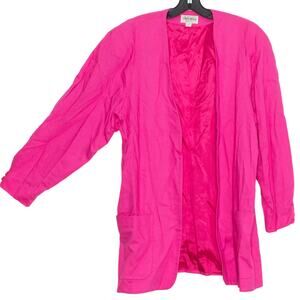 VBC Collectibles Womens Jacket Blazer Vintage Linen Blend Barbie Open Pink 14 FK